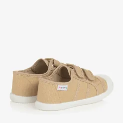 Beige Canvas Velcro Trainers