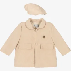 Beige Corduroy Coat & Hat Set