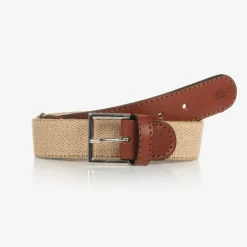 Beige Cotton & Leather Belt