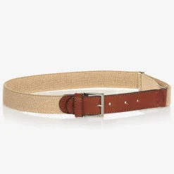 Beige Cotton & Leather Belt