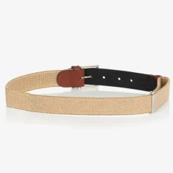 Beige Cotton & Leather Belt
