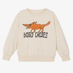 Beige Cotton Fox Print Sweatshirt