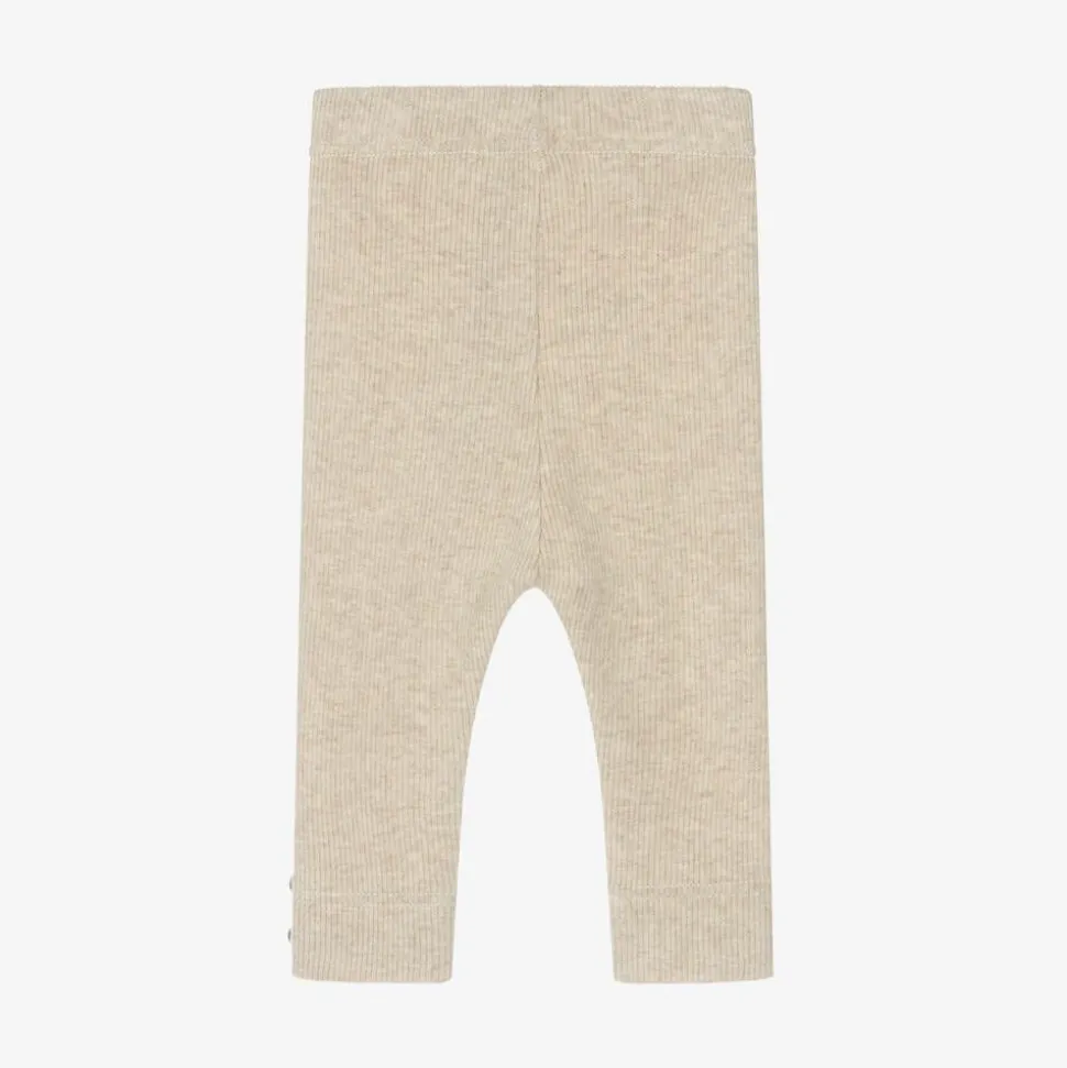 Beige Cotton Knit Leggings