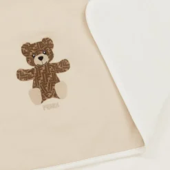 Beige FF Teddy Bear Padded Blanket (80cm)