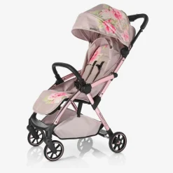 Beige Floral Baby Stroller