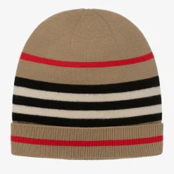 Beige Icon Stripe Beanie