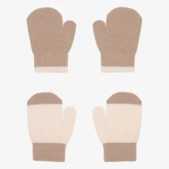 Beige Knitted Baby Mittens (2 pack)