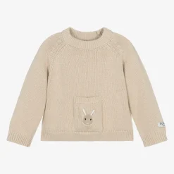 Beige Knitted Cotton Bunny Sweater
