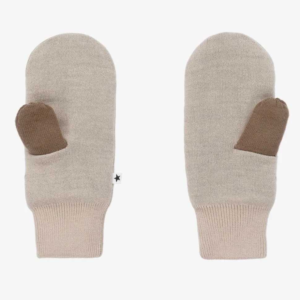 Beige Knitted Star Mittens