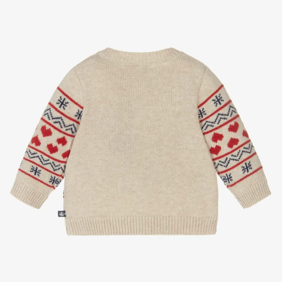 Beige Knitted Wool Cardigan