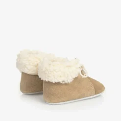 Beige Leather Baby Pre-Walker Shoes