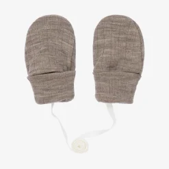 Beige Merino Wool Baby Mittens