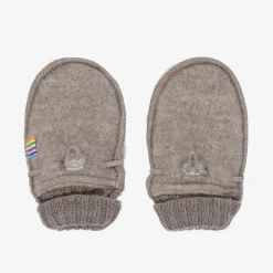 Beige Merino Wool Baby Mittens