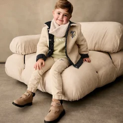 Beige Merino Wool Rib Knit Snood