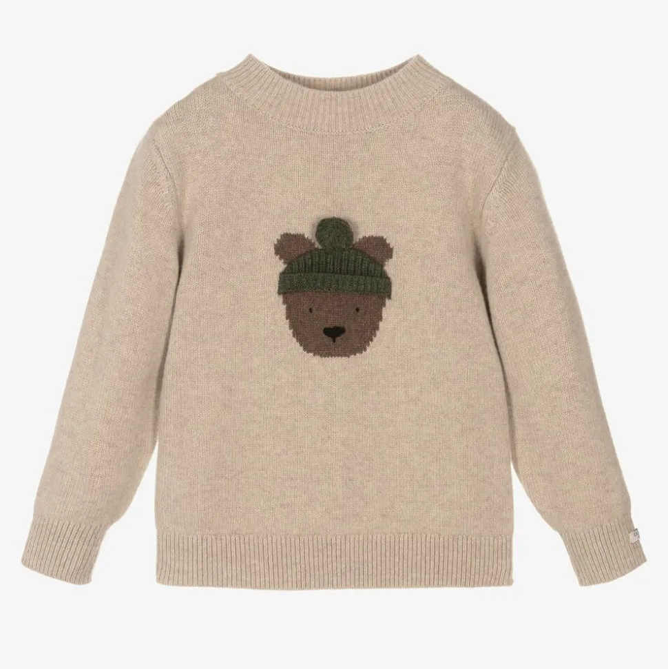 Beige Merino Wool Teddy Bear Sweater