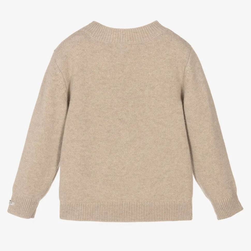 Beige Merino Wool Teddy Bear Sweater