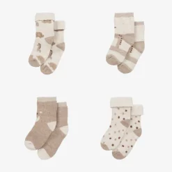 Beige Organic Cotton Baby Socks (4 Pack)