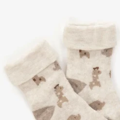 Beige Organic Cotton Baby Socks (4 Pack)