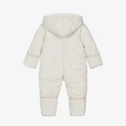 Beige Quilted Baby Snowsuit
