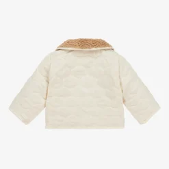 Beige Sherpa Fleece Reversible Quilted Jacket