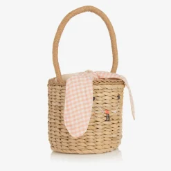 Beige Straw Bunny Basket Bag (18cm)