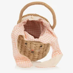 Beige Straw Bunny Basket Bag (18cm)