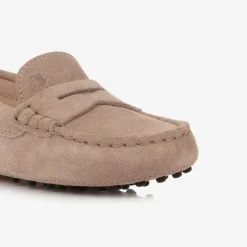 Beige Suede Leather Gommino Moccasins