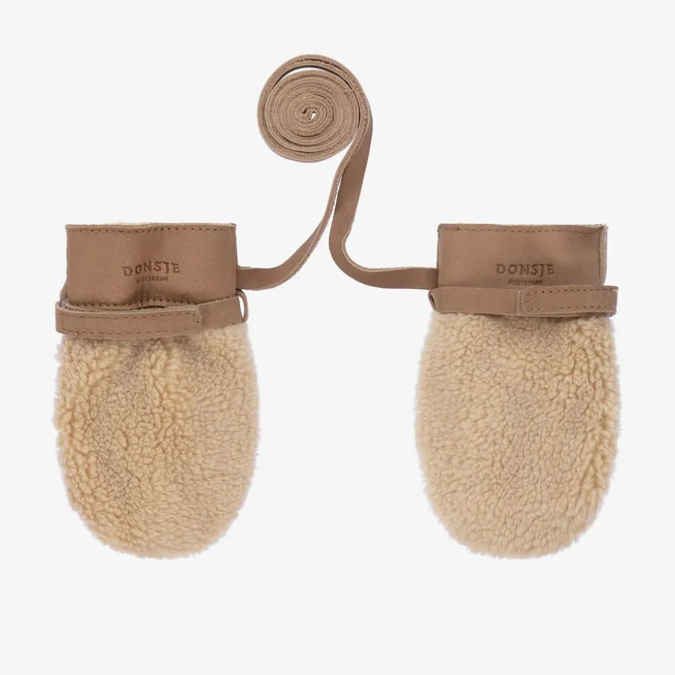 Beige Teddy Fleece Mittens