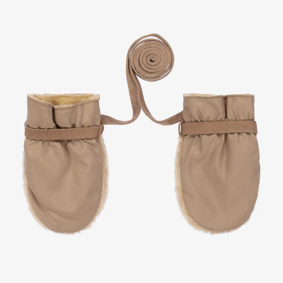 Beige Teddy Fleece Mittens