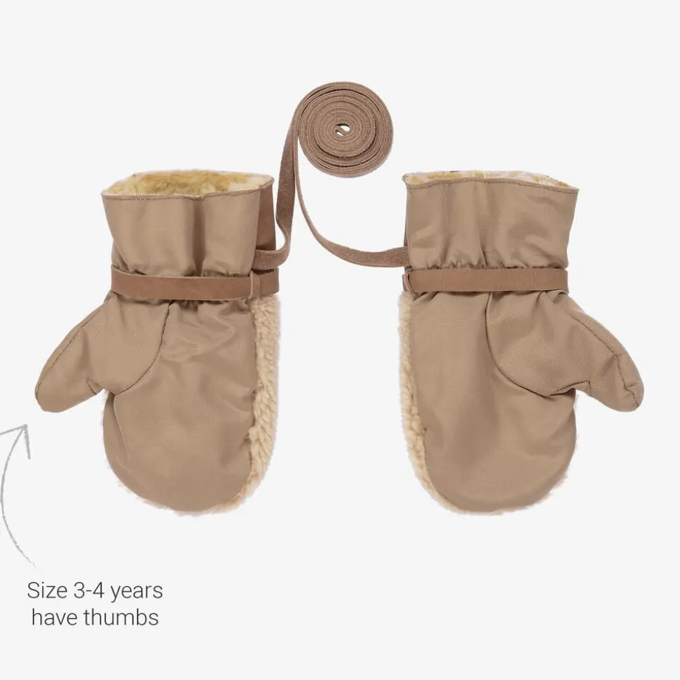 Beige Teddy Fleece Mittens