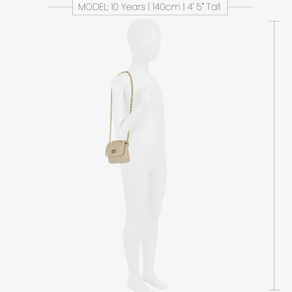 Beige Velvet Quilted Bag (13cm)