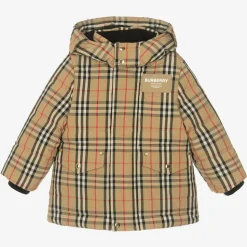 Beige Vintage Check Down Coat