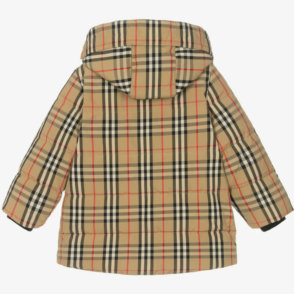 Beige Vintage Check Down Coat