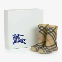 Beige Vintage Check Rain Boots