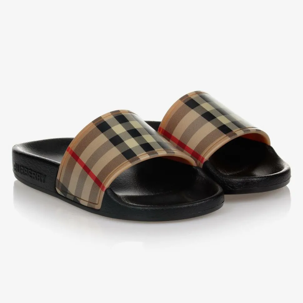 Beige Vintage Check Sliders