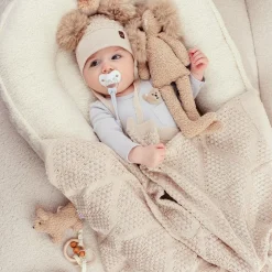 Beige Viscose Knit Baby Blanket (100cm)