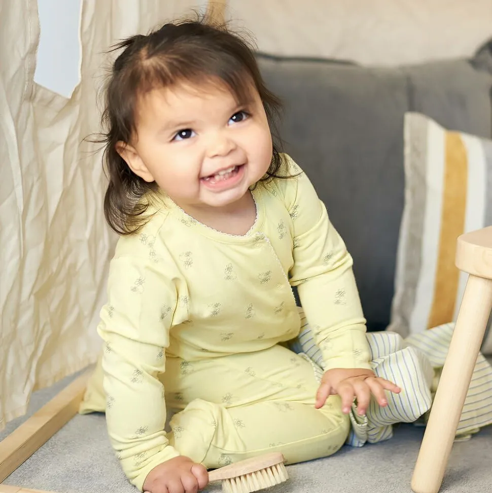 Beige Wooden Baby Hairbrush
