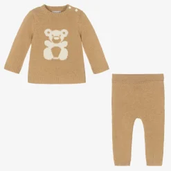 Beige Wool & Cashmere Teddy Trouser Set