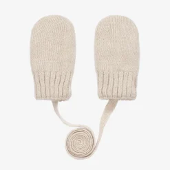 Beige Wool & Cashmere Baby Mittens