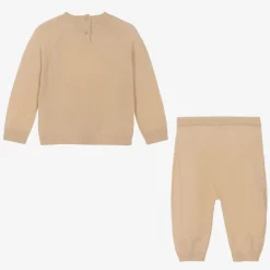 Beige Wool Knit Trouser Set