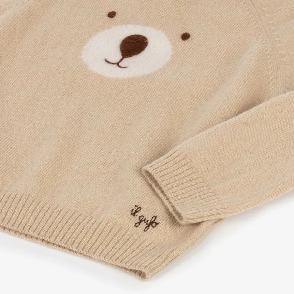 Beige Wool Knit Trouser Set