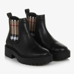 Black & Beige Vintage Check Chelsea Boots