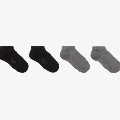 Black & Grey Cotton Trainer Socks (2 Pack)