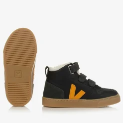 Black & Yellow Leather V-10 Trainers