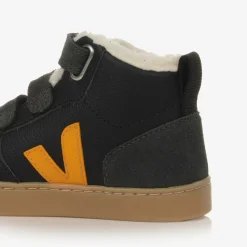 Black & Yellow Leather V-10 Trainers