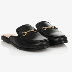 Black Backless Loafer Shoes