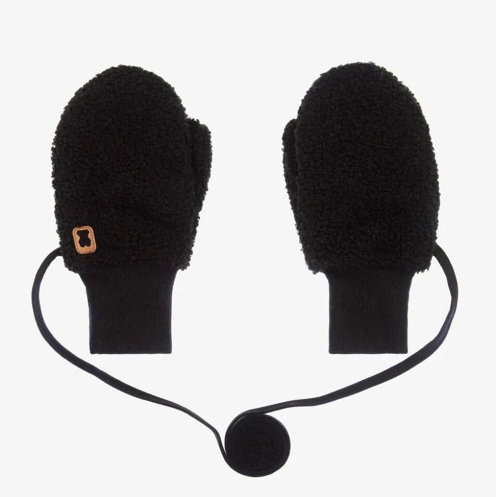 Black Bouclé Fleece Mittens
