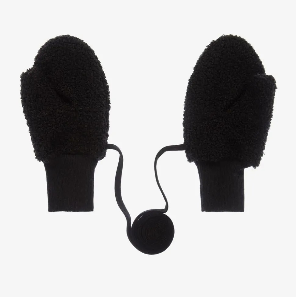 Black Bouclé Fleece Mittens