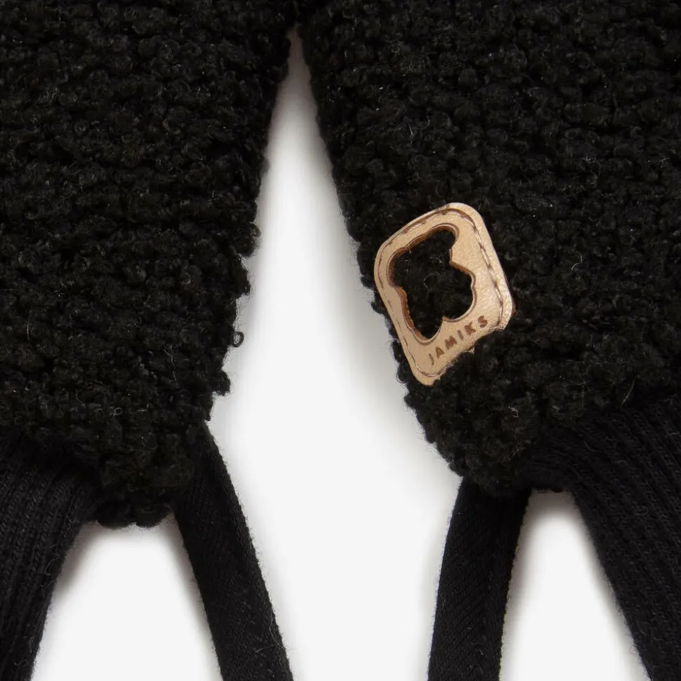 Black Bouclé Fleece Mittens