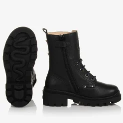 Black Chunky Leather Boots